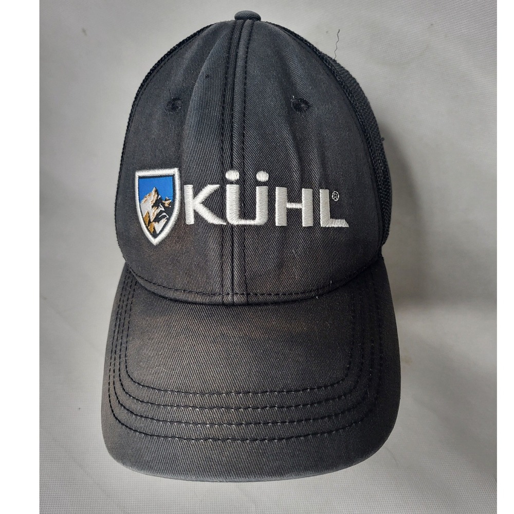 KUHL Men's Trucker Hat Gray Black Mesh Snapback OSFM distressed Fade Gorpcore